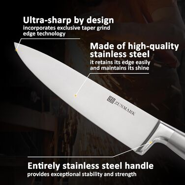 13-Piece Premium Stainless Steel Knife Block Set with Magnetic Storage - Ergonomic Handles, Kitchen Chef's Knife Set, Acacia Wood Block with Leather Strap