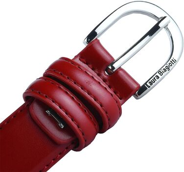 Жіночий шкіряний ремінь Biagiotti, червоний, 3 см, регульований, з подарунковою коробкою (110 см)