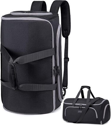 Suit Bag, Garment Bag Travel Duffel for Suits, Convertible Garment Duffel Bag for Men and Women, 4 in 1 Suit Bag Hanging Bag with Shoe Bag (Black)