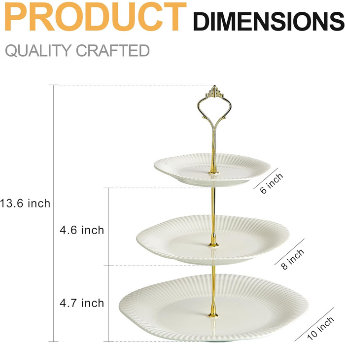 Керамічний триярусний стійка для тістечок та десертів Swuut, зелена, з підставкою для чашки
