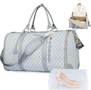 Сумка-трансформер для подорожей 50 л, 2-в-1 з водонепроникним відділенням для взуття та системою проти зминання – ідеальна для ділових поїздок та відпочинку (Сірий)