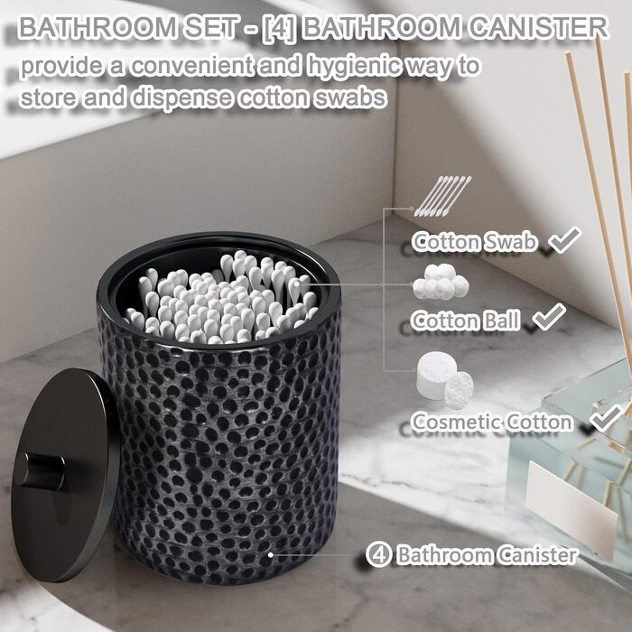 Набір аксесуарів для ванної кімнати LKKL 7-Piece Silver Set: сміттєвий бак, диспенсер для мила, мильниця, стакан для зубної щітки, підставка для зубних щіток, контейнер для ватних паличок, піднос. Сучасний набір для ванної кімнати.