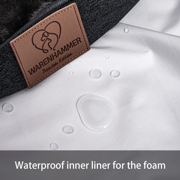 Ортопедичне собаче ліжко преміум-класу для середніх собак - XL, світло-сіре. Зручна петля, водовідштовхувальний вкладиш, м'яке, знімний чохол, 89 x 63 x 17 см