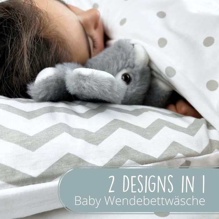 Набір постільної білизни для малюків з органічної бавовни GOTS (Oeko-Tex100) 100 x 135 см - комплект постільної білизни для дитячого ліжечка з наволочкою та ковдрою для хлопчиків та дівчаток (Сірий 1, 100x135 см + 40x60 см)