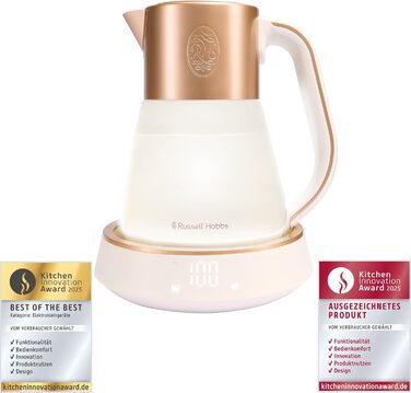Russell Hobbs Glass Kettle [1.7L, Temperature Setting 40-100°] Calm (LED Lighting, Soothing Sounds, Quiet-Boil Technology, Keep-Warm Function, Digital Display, Touch Control, 2400W) 27450-70