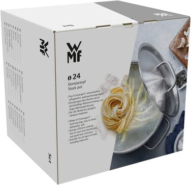 Каструля WMF Provence Plus для супу з овочами, 24 см, склокришка, 8.8 л, Cromargan нержавіюча сталь, велика каструля, підходить для духовки