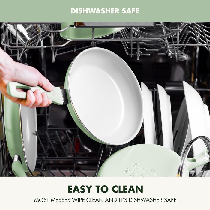 Набір кухонного посуду GreenPan Dover Healthy Ceramic, 12 предметів, антипригарне покриття, без PFAS, для миття в посудомийній машині, зручні ручки, кремово-білий