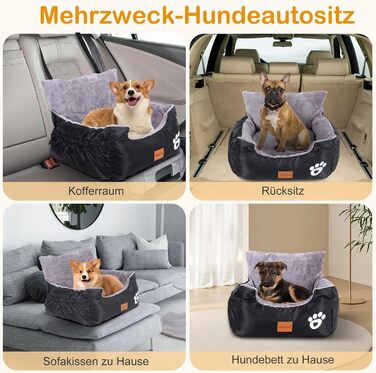 Pet Car Seat for 2 Small Dogs - Washable & Adjustable, 55x30x30cm