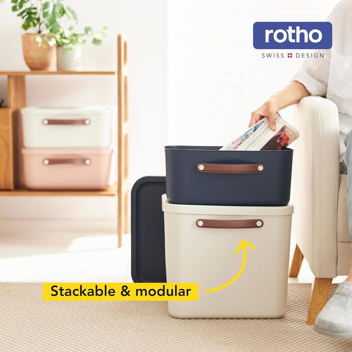 Пластикова коробка для зберігання Rotho Maloja 25 л, рожева, 39.5x38x34 см