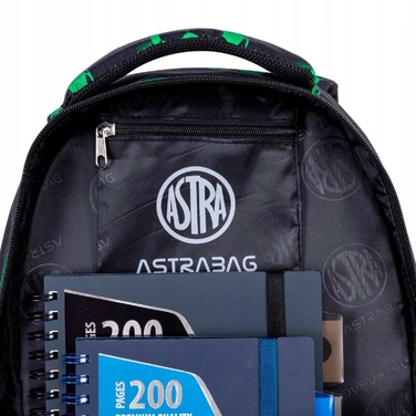 Багатовідсінковий шкільний рюкзак AstraBag (20 л) з принтом «Футбол», чорний/зелений