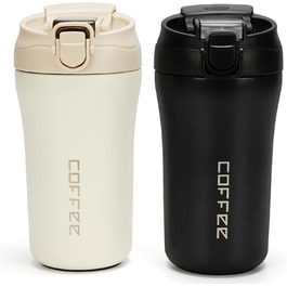 Термокружки Belle Vous 2 шт. з нержавіючої сталі 400 мл - з трубочками та кришками, для гарячих та холодних напоїв