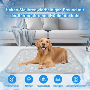 Кühlmatte для собак та котів MH MYLUNE HOME: термохромна, самоохолоджувальна, неслизька, водопоглинаюча, портативна, 100 x 70 см, сіра