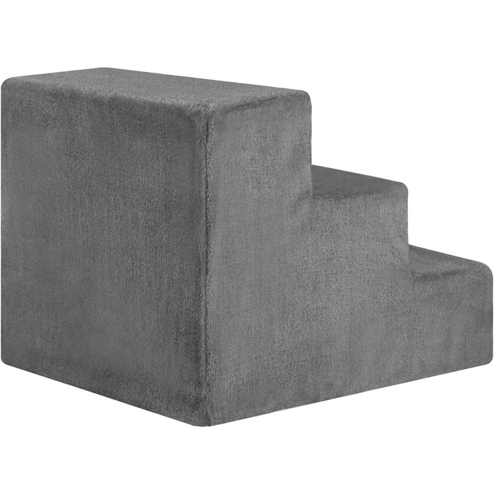 Juskys Pet Stairs Dog Stairs 36 cm - 3-Step Stairs, Washable Plush Cover - Cat Stairs Dog Ramp for Bed, Sofa, Couch and Car - Cover Grey