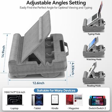 Підставка для ноутбука з регулюванням кута нахилу, подушка для рук, чорна (до 16 дюймів)