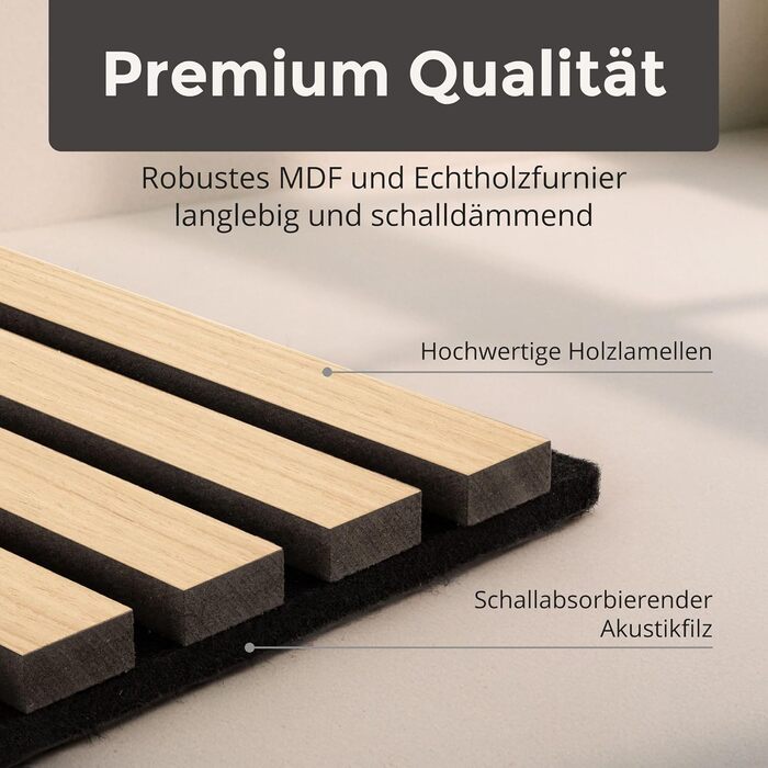 Акустичні панелі з дерева для стін 60x60 см, набір 4 шт, шумоізоляційні стінові панелі з ламелями для покращення акустики приміщення, колір світлий дуб