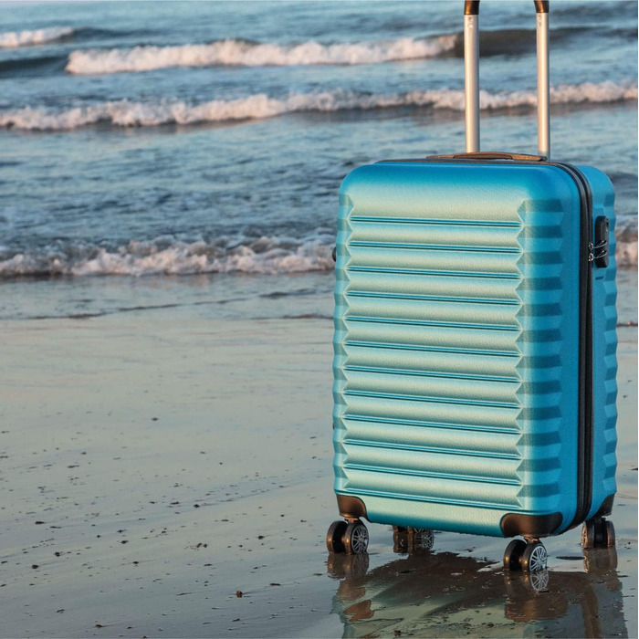 Набір валіз NEWTECK 4 шт. (75см, 63см, 53см) + косметичка, ABS, жорсткий, синій