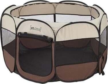 Клітка-забіг для собак Telford en.casa, 58x114x114 см, коричнево-кремовий, для внутрішнього та зовнішнього використання
