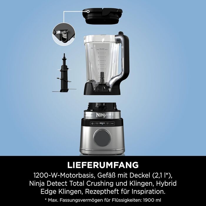 Ninja 2-in-1 Power Detect Pro Mixer with 1.5L Jug & 2 Single-Serve Cups - 1200W, Smoothie, Frozen Drink & Vegetable Chopping Mixer