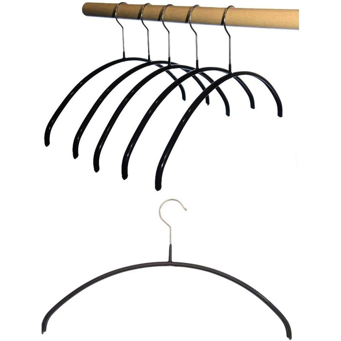 Hagspiel 10-Piece Set of Metal Clothes Hangers, Non-Slip Coated, Black for Women, Length 40 cm
