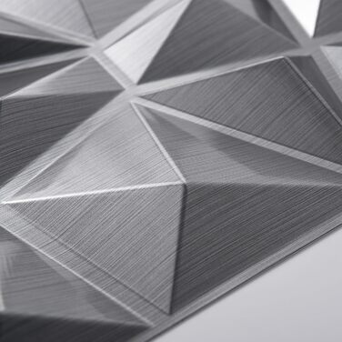3D Панелі для стін Art3d (33 шт.) - діамантова фактура, сріблясті, 30x30 см. Високоміцний PVC, водостійкий, термостійкий