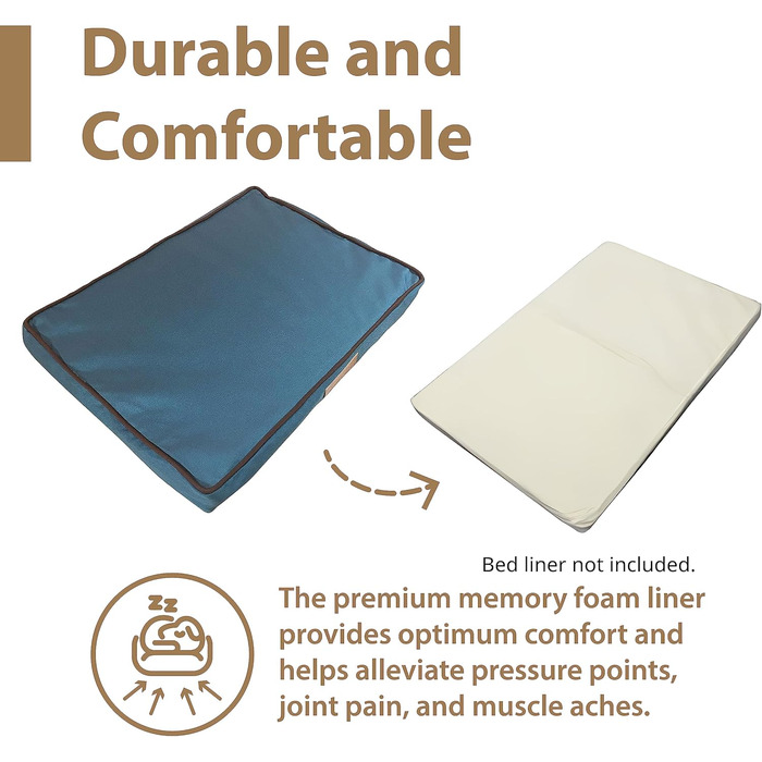 Ортопедичне ліжко для собак Ellie-Bo з memory foam, чорне, вологостійке, для клітки 76 см, розмір M (S - [L56 x W41 x H6cm], Green Water Resistant)