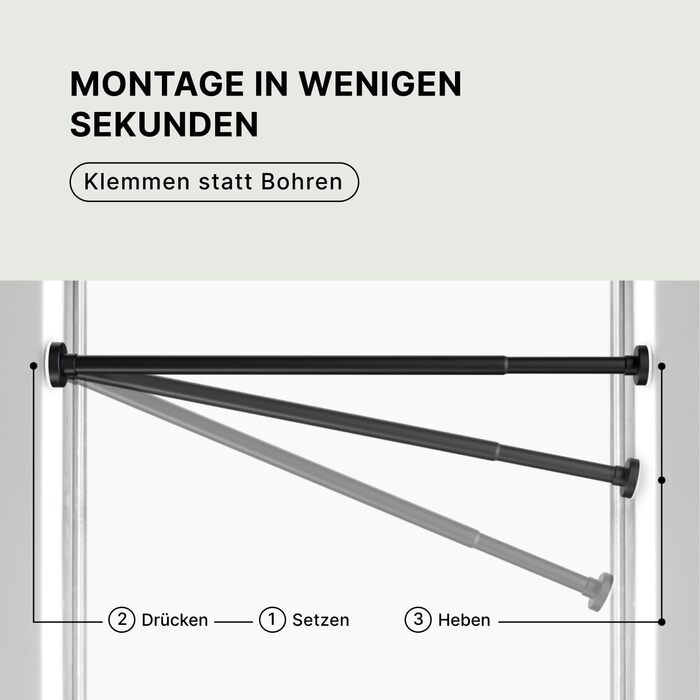 Штанга для душу без свердління 90-160 см, Ø 25 мм, телескопічна штанга для завіси з кріпленнями - для вікна, душу та перегородки - 1 шт. (90-160 см, чорний)
