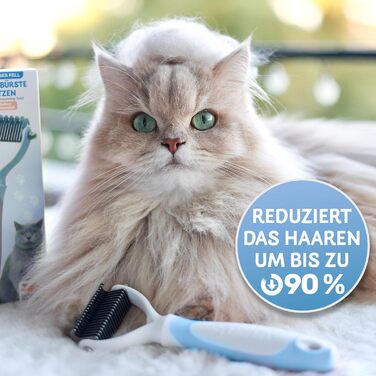 Щітка для собак та котів з довгим волоссям BluePet, видаляє підшерстя та ковтуни. Захист верхнього шару шерсті, видалення ковтунів. Підшерстя-щітка для линьки (S-M котів, блакитна)