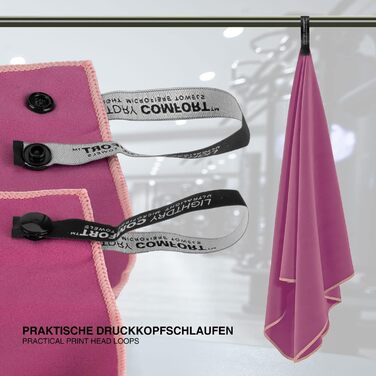 Спортивний рушник з мікрофібри для подорожей та спорту - швидковисихаючий, антибактеріальний, 120 x 50 см, рожевий