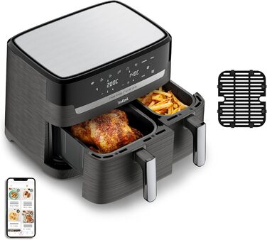 Аерофритюрниця Tefal Easy Fry & Grill Dual XXL 8,3 л з нержавіючої сталі, подвійні кошики, комбінована фритюрниця та гриль для сім'ї, 8 програм, енергоощадна