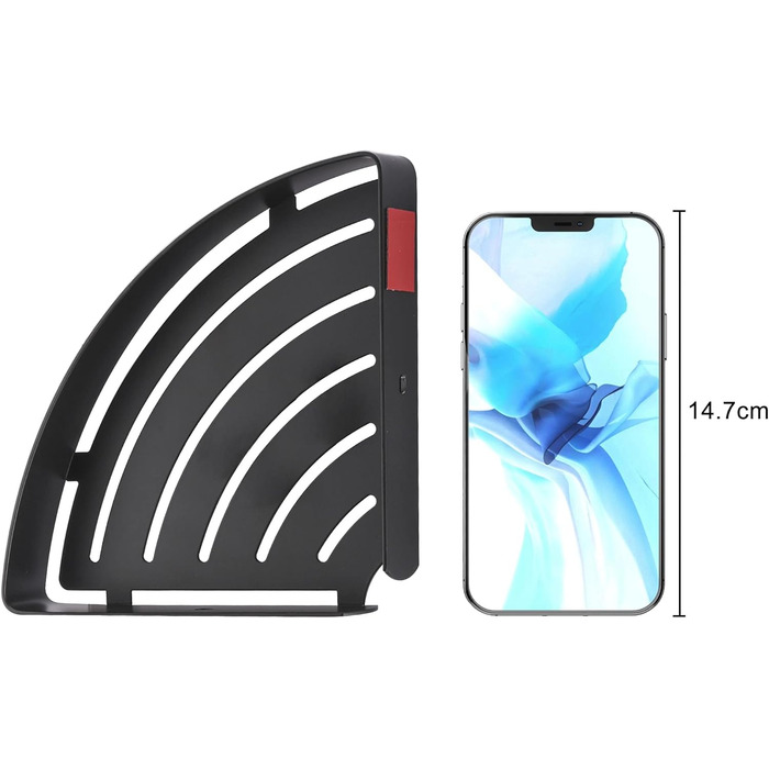 DUFU Shower Shelf Corner Shelf, Shower Organizer Without Drilling Stainless Steel Shower Basket Self-Adhesive, Corner Bathroom Organizer Shampoo Holder with 4 Hooks for Shower, 2 Pack Black