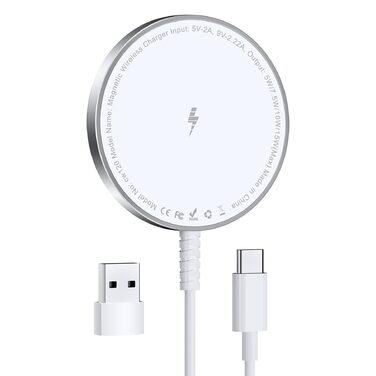 Магнітний бездротовий зарядний пристрій для iPhone 17/16/15/14/13/12 та AirPods 4/3/2 Pro - Білий