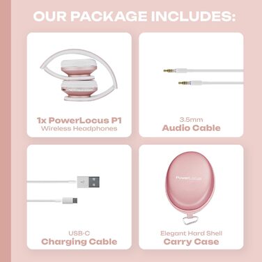 Бездротові навушники PowerLocus Over Ear Bluetooth з мікрофоном (Rose Gold)