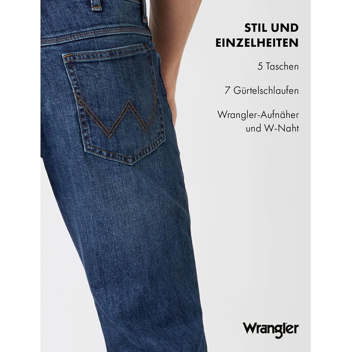 Джинси чоловічі Wrangler Straight Regular Fit, сині з чорним, W30-W44, 34W/32L Authentic Blue
