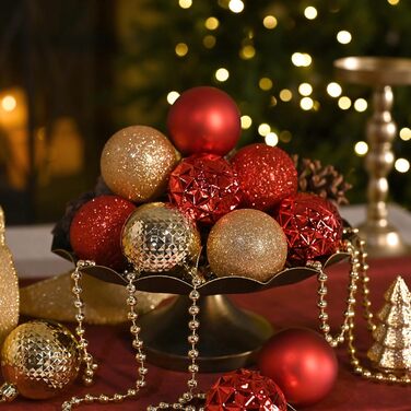 50 шт. новорічні кулі Valery Madelyn, 5 см, біло-золоті, з кріпленням, для прикраси ялинки, міцні, з сніжинками