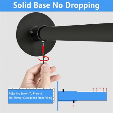 Штанга для душової завіси чорного кольору L-подібної форми, розширювана, з нержавіючої сталі 304, без свердління, для ванної кімнати/ванни (70-95 см x 70-95 см)