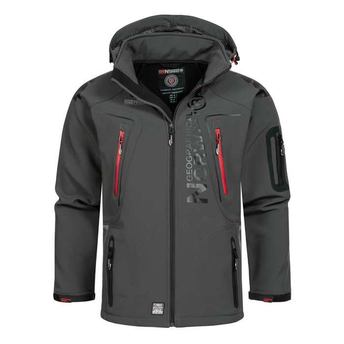 Чоловіча куртка Softshell Geographical Norway Tangata Outdoor функціональна, червоно-сіра, розмір S