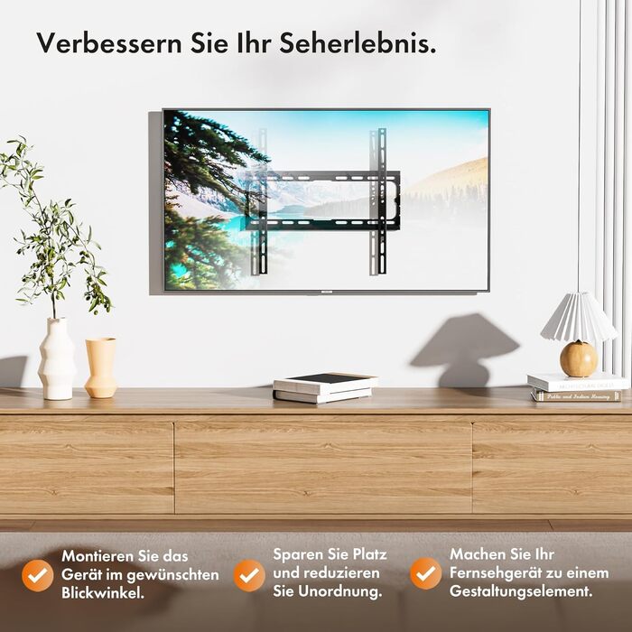 Кріплення для телевізора VonHaus для екранів 32-70 дюймів, ультратонке, з рівнем, VESA 400x400, до 45 кг