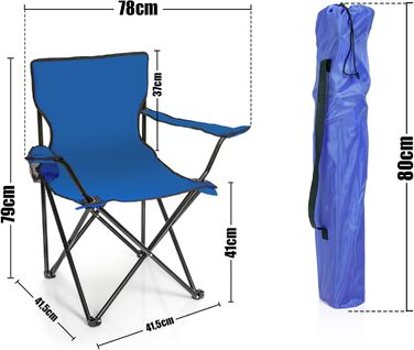 Крісло для риболовлі BigDean: складане, з підстаканником та сумкою - крісло для кемпінгу, саду, відпочинку (Блакитний)