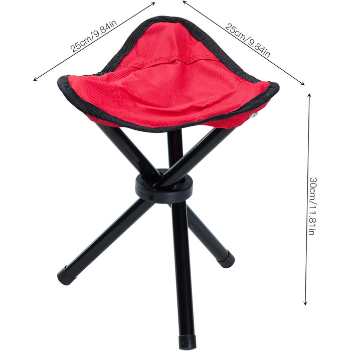 Зручний складаний стільчик-стійка для відпочинку на природі (червоний). Ідеально для пікніків, кемпінгу, риболовлі, туризму та відпочинку в саду. Легкий, портативний, 3-ногий, з тканини для вітрил.