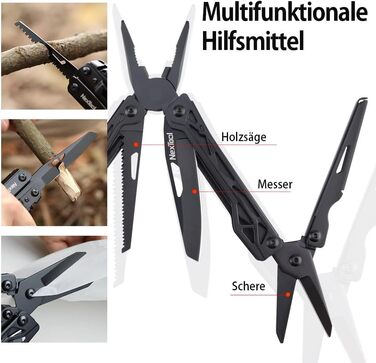 NexTool Multitool, 11-in-1 Multitool, Folding Stainless Steel, Multifunctional Tool with Knife, Scissors, Bottle Opener, and Wood Saw, 9 Screwdriver Bits, Nylon Pouch for Gifts for Men