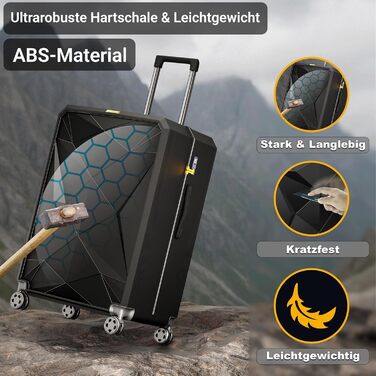 Набір валіз ONAIR 3 шт. (S, M, L) – чорний & золотий, водонепроникний корпус ABS з TSA-замком, тихі колеса, міцний, для подорожей