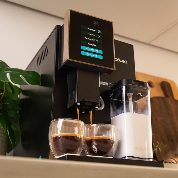 Автоматична кавомашина Cecotec Cremmaet Compactccino Black Rose, 19 Бар, з контейнером для молока, термоблоком, 5 рівнями помелу, резервуаром для кави 150 г