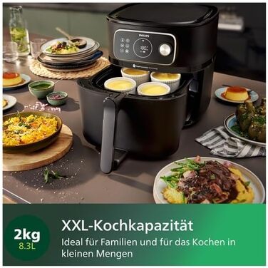 Philips Airfryer Combi 7000 Series XXL - 8.3 l (2 kg), 22-in-1 Air Fryer, WiFi Connection, 99% Less Fat Addition with Rapid CombiAir, HomeID App, Black (HD9876/90) 8.3 L WiFi-Connected, Auto-Cook