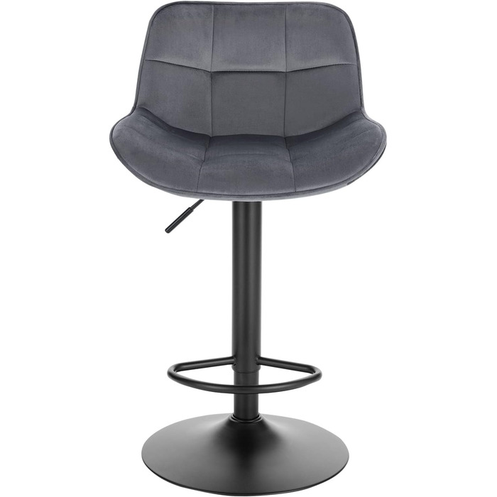 EUGAD Adjustable Bar Stools 2-Pack - 360° Swivel, Backrest, Footrest, Velvet Upholstery, Metal Frame - Dark Grey