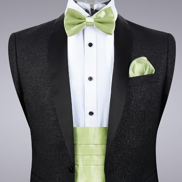 Метелик Alizeal чоловічий однотонний, з підтяжками та нагрудною хустинкою, подарунковий набір (132 Оливковий)