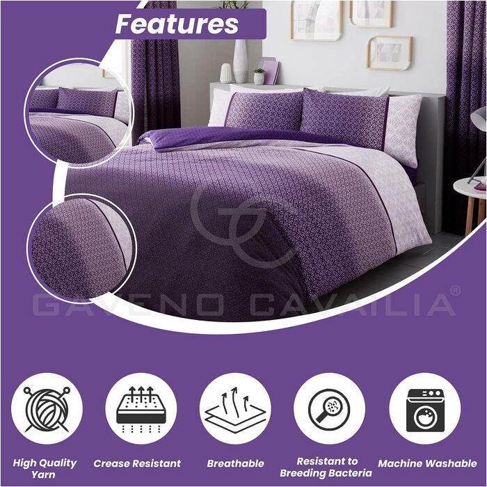 Комплект постільної білизни GC GAVENO CAVAILIA (200x200 см), поліестер/бавовна, фіолетовий, для односпального ліжка