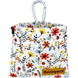 Сумка для корму для собак Leckerlibeutel – міцна бавовняна сумка для прогулянок з карабіном та самозакривною застібкою, ідеальна для подорожей та активного відпочинку (Begie Blume)