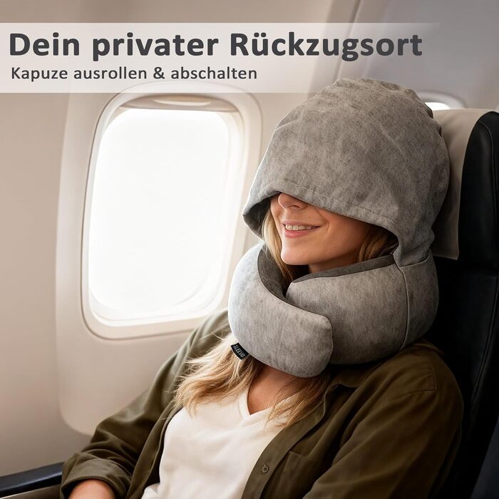 Подушка для шиї з капюшоном та піною з пам'яті - 