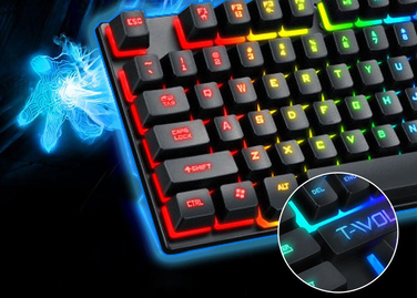 Мембранна підсвічена клавіатура T-WOLF TF20, USB, чорна