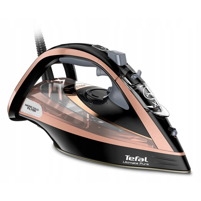 Парова праска Tefal Ultimate Pure 3200W Durilium, рожево-чорна